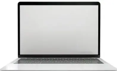 Computadora portátil abierta sobre una superficie plana.