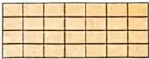 Recta numérica con saltos iguales para representar multiplicaciones y un arreglo rectangular asociado a un producto.
