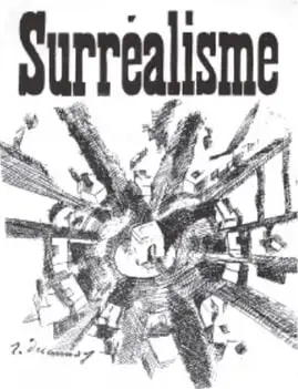 Portada de la revista surrealista "Surréalisme" (número 1), con colaboradores: Ivan Goll, Guillaume Apollinaire, Paul Éluard, entre otros.