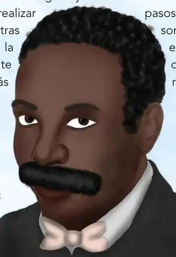Retrato ilustrado de Nicomedes Santa Cruz, identificado como un reconocido decimero de la cultura afroperuana.
