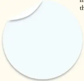 Forma circular con esquina de página doblada, espacio para escribir.