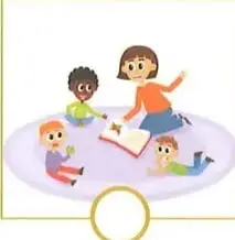 Cuatro imágenes muestran actividades familiares: juegos, construcción, tareas del hogar y paseo en bicicleta. La tercera representa la colaboración familiar.