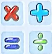 Íconos de las operaciones suma, resta, multiplicación y división.