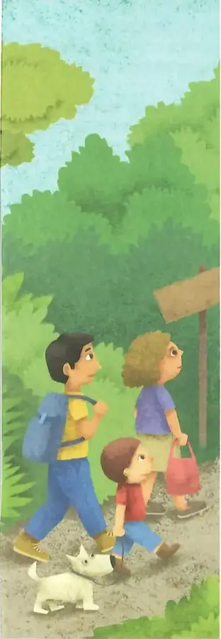 Ilustración de una familia que camina con mochilas y objetos personales, posiblemente durante una evacuación o preparación ante un desastre.