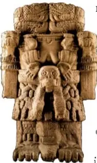 Escultura de Coatlicue, deidad mexica de la tierra y la muerte.