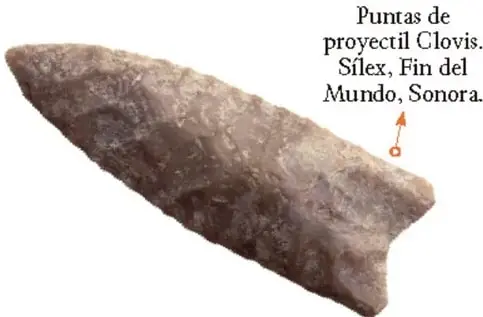 Fotografía de una punta de proyectil Clovis, elaborada en sílex, procedente de Fin del Mundo, Sonora.