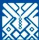 Icono decorativo con un patrón geométrico tradicional mexicano en tonos azules sobre fondo blanco.