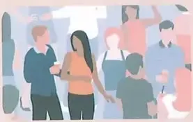 Ilustraciones sobre caminar a solas, una cita y actividades en línea.