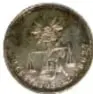 Ficha de una moneda de Cincuenta Centavos (Balanza, México, 1886, plata, 30 mm), cara reverso, del Museo Numismático Nacional.