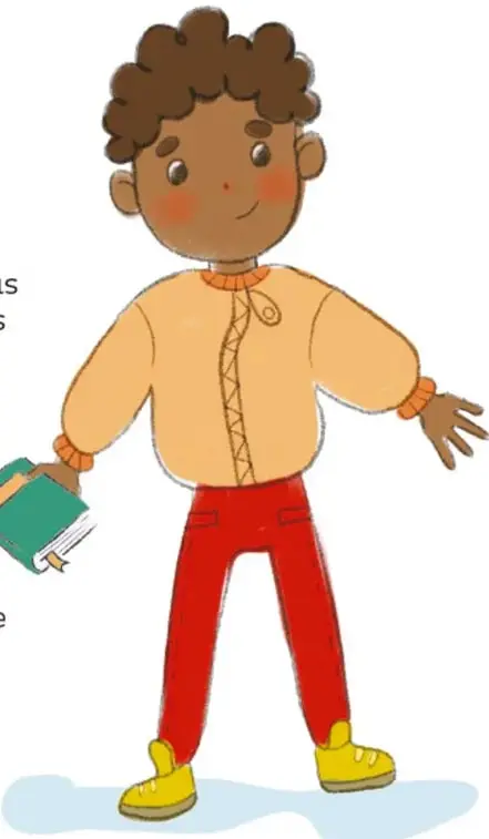 Niño sonriente con libro en la mano, símbolo del derecho a la educación.
