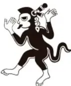Ilustración de un mono negro con actitud juguetona, personaje recurrente del libro.