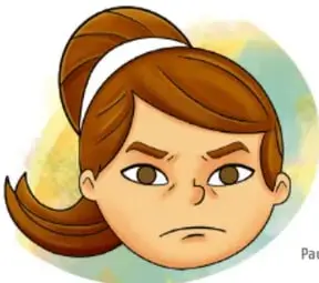 Rostro de niña con expresión de enojo (cejas fruncidas).