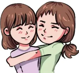 Ilustración de dos niñas abrazándose y sonriendo, que refuerza la idea de amistad, respeto y cuidado mutuo. Crédito de la foto: Melissa Arenas Montalvo, Ciudad de México.