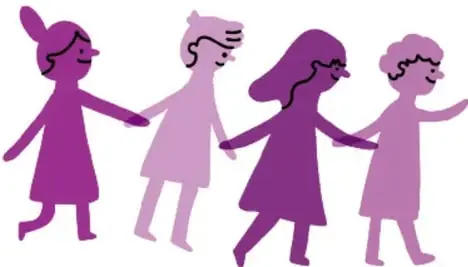 Ilustración de cuatro niñas tomadas de las manos, representando al alguacil mayor.