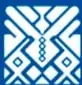 Motivo decorativo geométrico de estilo textil mexicano en color azul sobre fondo blanco.