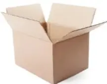 Caja de cartón abierta, usada para ilustrar el volumen y su diferencia con la capacidad.