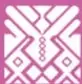 Ícono gráfico con un patrón geométrico indígena sobre fondo rosa/magenta, decorativo de la sección.