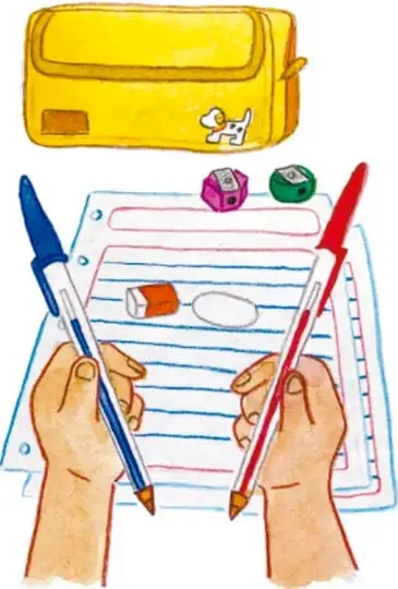 Ilustración de tres niños (una niña con vestido morado, un niño con lentes y otro con camiseta verde número 10) conversando; representa a un alumno nuevo siendo observado por sus compañeros.