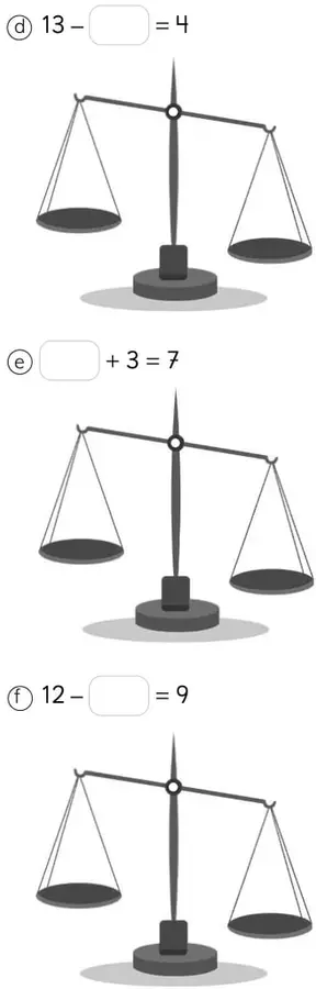 Balanza en equilibrio con platillos vacíos para la ecuación b)