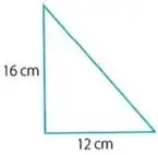 Triángulo rectángulo con hipotenusa de 10 m, base de 4 m y altura aproximada de 9,16 m, empleado para calcular el área del terreno.