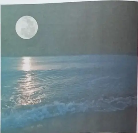 Ilustración decorativa de luna sonriente con nubes.