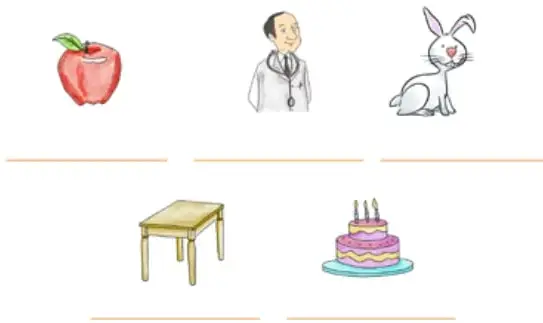 Dibujos de una mesa y una torta.