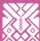 Icono decorativo con motivo geométrico indígena sobre fondo rosa.