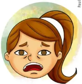 Rostro de niña con expresión de miedo o sorpresa (boca abierta, ojos muy abiertos).