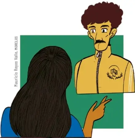 Ilustración de una mujer sentada frente a un médico que le da indicaciones.