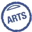 Sello circular azul con la palabra ARTS, indicando actividad CLIL de arte.