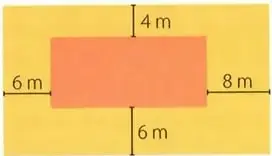 Dos rectángulos de lados paralelos, uno interior y otro exterior, con separaciones de 6 m, 8 m, 4 m y 6 m.