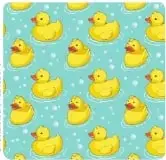 Imagen decorativa de varios patos amarillos.