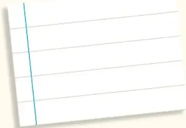 Hoja de cuaderno con renglones para anotar la investigación.