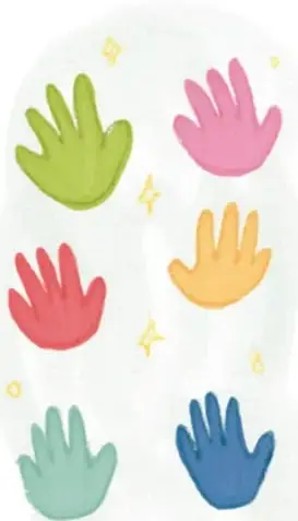 Ilustración con múltiples manos de papel de distintos colores (verde, rosa, rojo, naranja, azul, morado, amarillo) dispuestas en forma curva sobre un fondo claro con destellos, acompañadas del crédito: Vivian Lissette Esquivel Martínez, ESTADO DE MÉXICO.