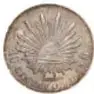 Fotografía del reverso de la Moneda Resplandor, diez centavos, México, 1867, plata, diámetro 19 mm.