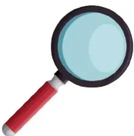 Ilustración de una lupa roja junto a la definición de folleto.