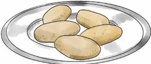 Ilustración de un plato con cinco croquetas de color dorado sobre fondo blanco.