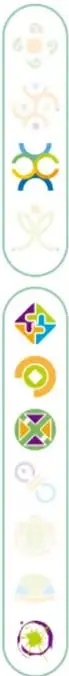 Íconos de las etapas del proyecto en óvalos de color.