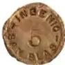 Fotografía del anverso de una moneda de cobre, ficha del Ingenio San Blas, Colección Casa de Moneda de México, Museo Numismático Nacional.