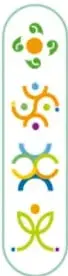 Ícono con cuatro símbolos de colores (verde, amarillo, azul y verde) que representan los cuatro Campos formativos, cada uno con su etiqueta.