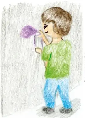 Ilustración de un niño hablando por un megáfono, representando la comunicación con la comunidad.