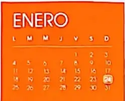 Calendario de enero y un reloj analógico junto a la hora digital $22:10:30$.