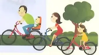 Ilustración de una familia paseando en bicicleta.