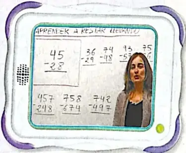 Recurso visual que invita a repasar la resta con reagrupación mediante un enlace.