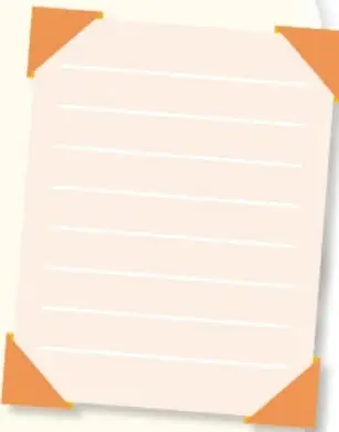 Hoja de papel color durazno con esquinas naranjas y líneas para escribir, que representa las preguntas de la entrevista.