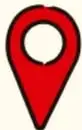 Ícono de un marcador de mapa rojo con centro blanco, usado como viñeta decorativa.