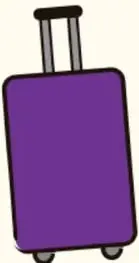 Ilustración de una maleta o equipaje morado con ruedas y mango, símbolo de continuar el viaje hacia nuevos proyectos.