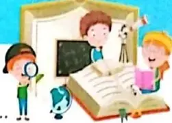 Ilustración de estudiantes escribiendo y leyendo libros.
