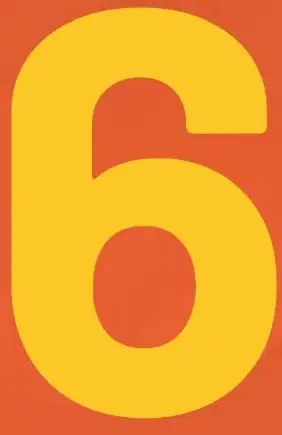 Número grande 6 que identifica el grado escolar.