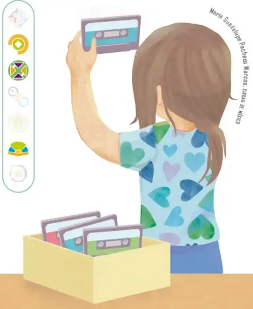 Ilustración de Aurelia revisando el clóset de sus papás.